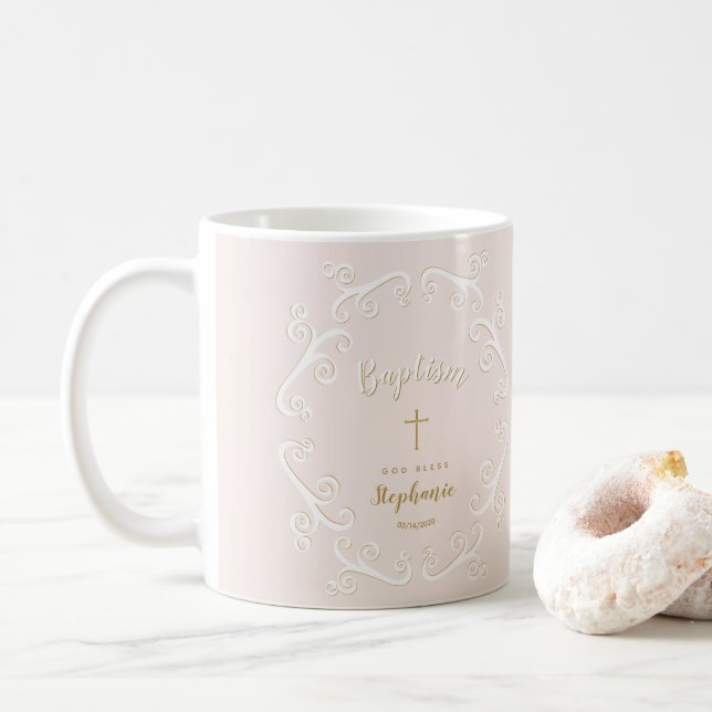 Caneca De Café O batismo rolha a rosa e Dourado (Com Donut)