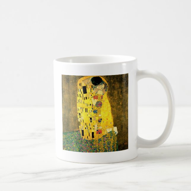 Caneca De Café O beijo pela arte Nouveau de Gustavo Klimt (Direita)