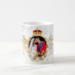 Caneca De Café o beijo, Will+Kate Casamento Real+mármore