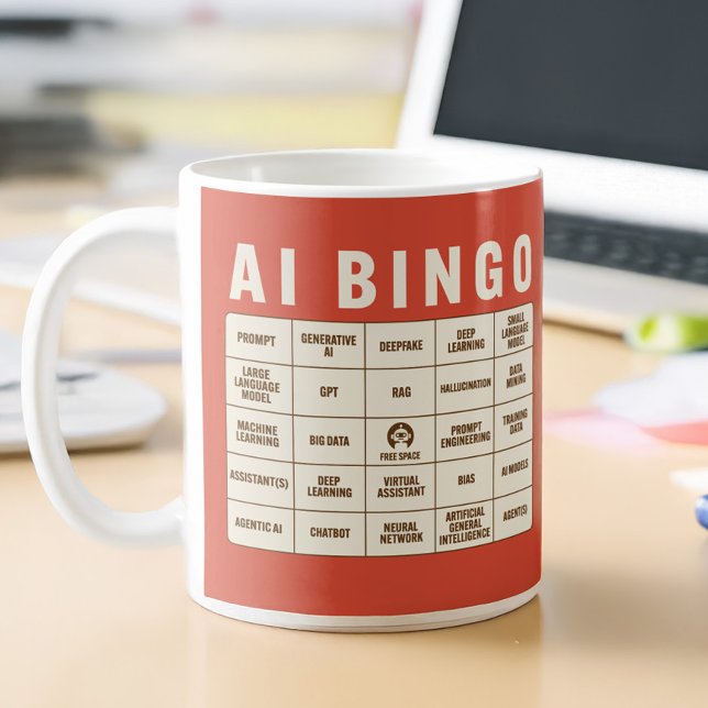 Caneca De Café O Bingo AI (AI Buzzword Bingo Mug transforms every jargon-filled conference into an entertaining game)