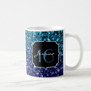 Caneca De Café O brilho azul de Ombre do Aqua sparkles o doce 16