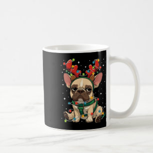 Caneca De Café O Bulldog Francês Bonito Caiu Em Luzes De Natal