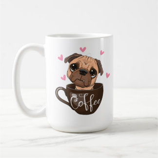 Caneca De Café O cachorro de desenho animado está sentado em uma 