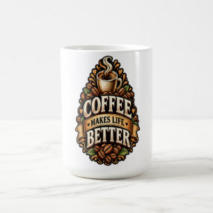 Caneca De Café O Café Torna a Vida Melhor – Fã de Café Vintage