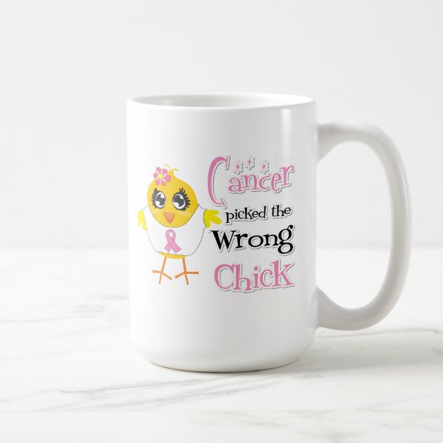 Caneca De Café O cancro da mama escolheu o pintinho errado (Direita)