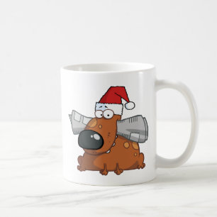 Caneca De Café O cão do papai noel guardara o jornal na boca