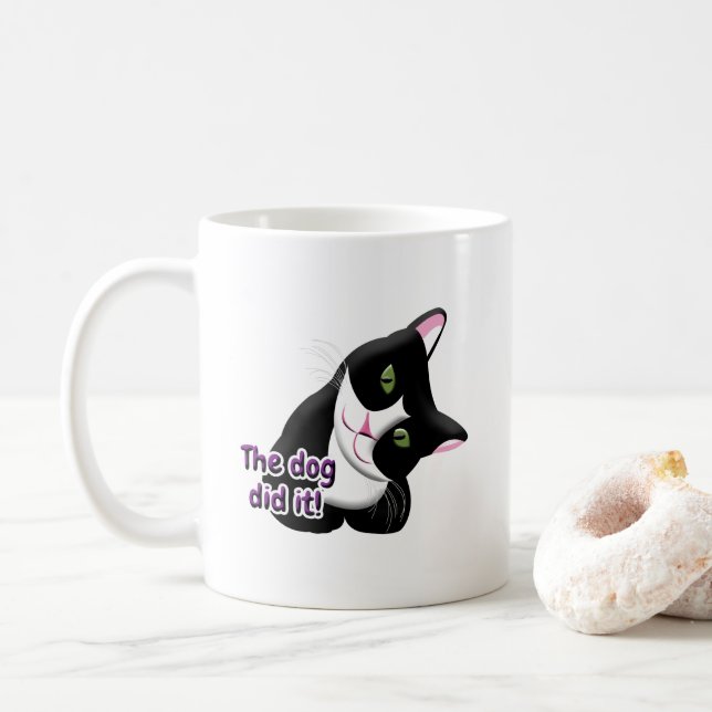 Caneca De Café O cão fez isso, Cat (Com Donut)