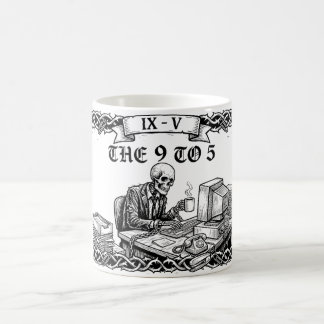 Caneca De Café O Cartão Tarot 9 to 5 | Esqueleto Corporativo Engr