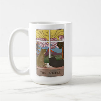Caneca De Café O Cartão Tarot De Gato Dos Amantes