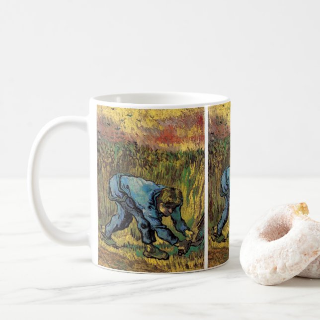 Caneca De Café O Ceifeiro com Foice por Vincent van Gogh (Com Donut)