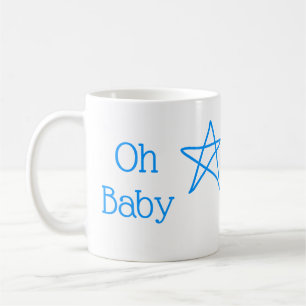 Caneca De Café Ó chá de fraldas de estrelas azul bebê adiciona no