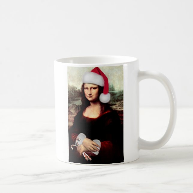 Caneca De Café O Chapéu Natal de Mona Lisa (Direita)