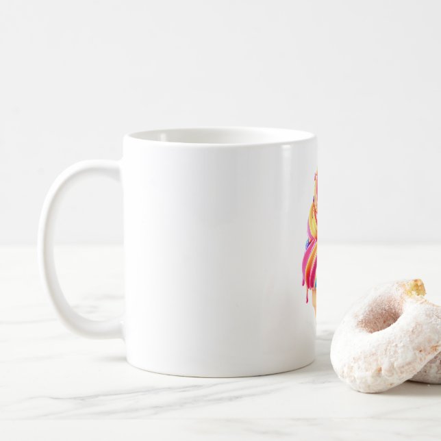 Caneca De Café O clássico vibrante cone de sorvete da SlipperyJoe (Com Donut)
