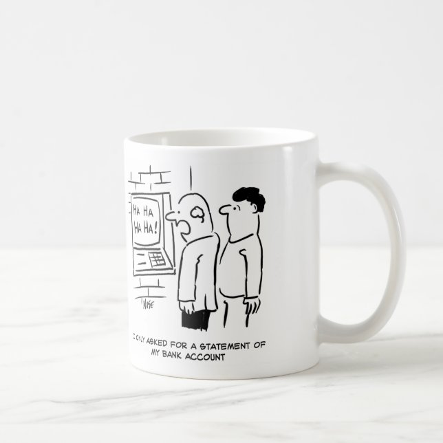 Caneca De Café O Cliente Bancário solicita ao ATM um Extrato (Direita)