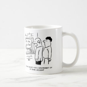 Caneca De Café O Cliente Bancário solicita ao ATM uma Declaraç