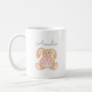 Caneca De Café O coelho de coelho cor-de-rosa peluches bonito da