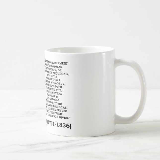 Caneca De Café O conhecimento de James Madison governa para (Direita)