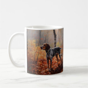 Caneca De Café O Conhound Bluetick nas Folhas de outono cai inspi