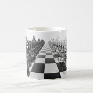Caneca De Café o conselho de xadrez 3D preto e branco