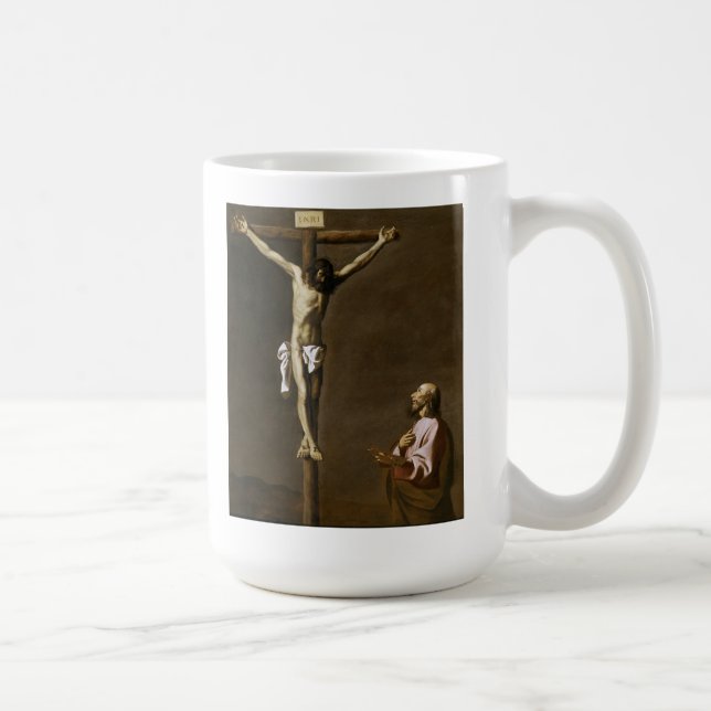 Caneca De Café O cristo Crucified com um pintor (Direita)