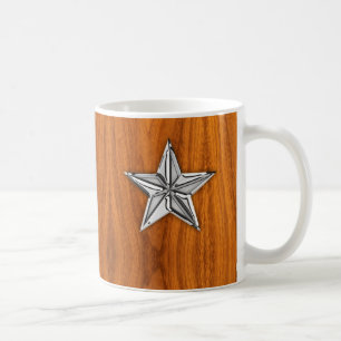 Caneca De Café O cromo de prata gosta da estrela náutica no