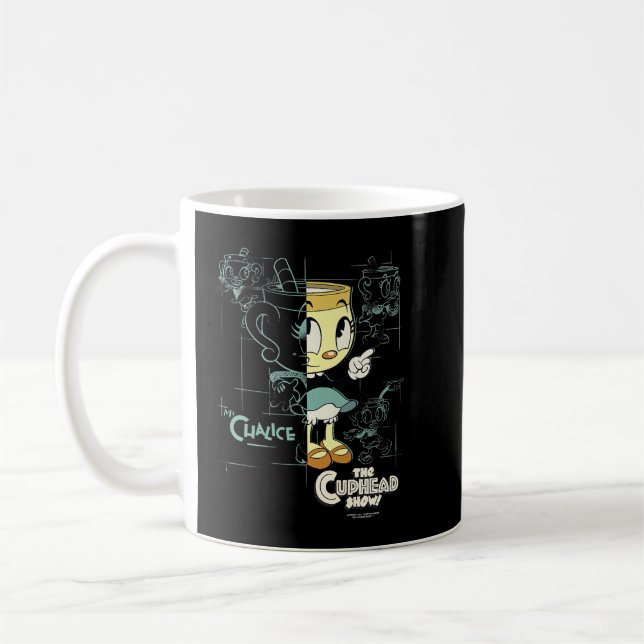 Caneca De Café O Cuphead Show da Sra. Chalice Meia-Esboço Premium (Esquerda)