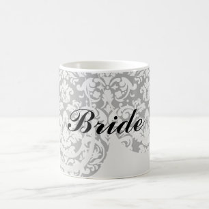Caneca De Café o damasco preto e branco floresce