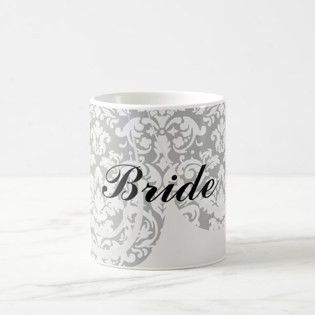 Caneca De Café o damasco preto e branco floresce (Centro)