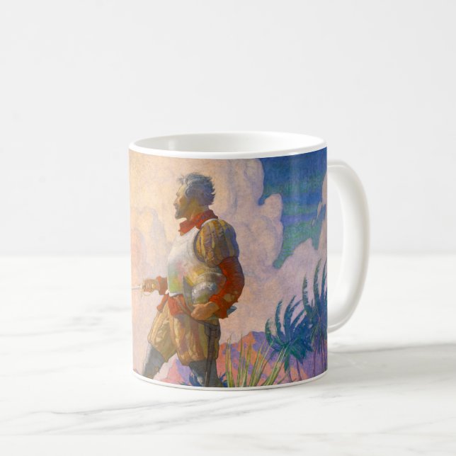 Caneca De Café O descobridor de Newell Convers Wyeth (Frente Esquerda)
