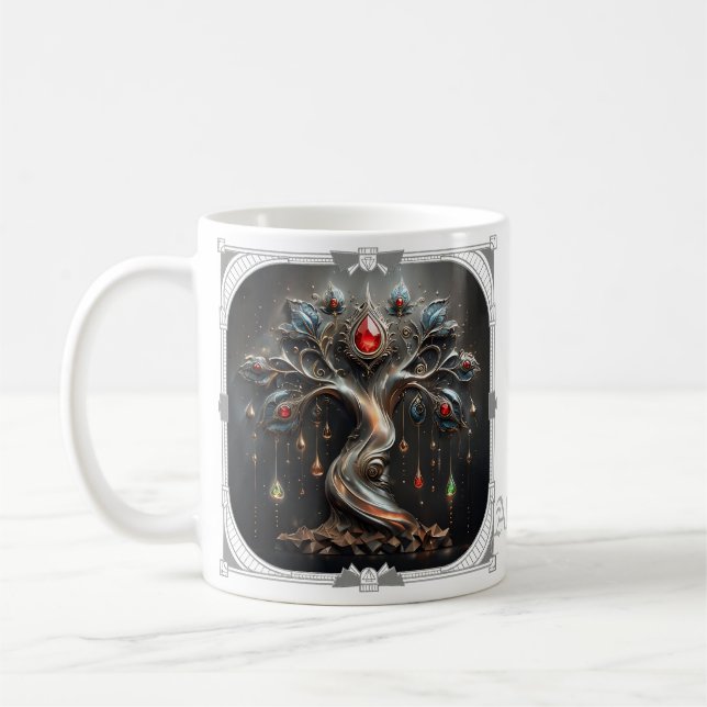 Caneca De Café O desenho da Árvore da Vida em Art Déco. (Esquerda)