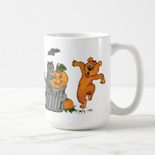 Caneca De Café O Dia das Bruxas feliz com o cão e a aranha do