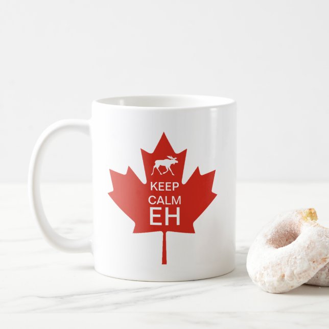 Caneca De Café O dia de Canadá MANTEM o EH CALMO (Com Donut)