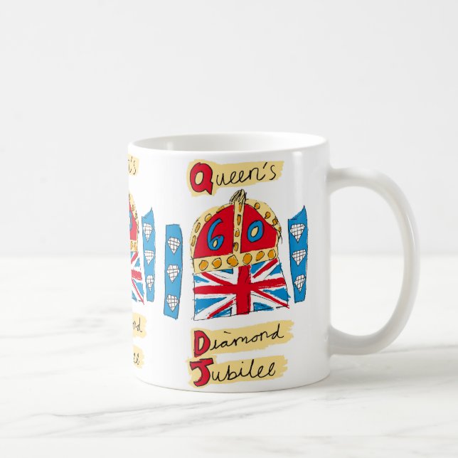 Caneca De Café O Diamond Jubilee Emblem da Rainha (Direita)