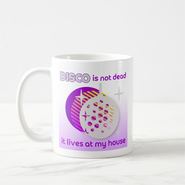 Caneca De Café O Disco está vivo, retro roxo (Esquerda)