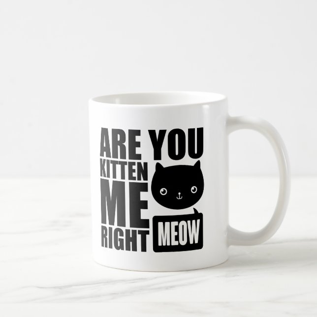 Caneca De Café O divertimento engraçado é você gatinho mim preto (Direita)