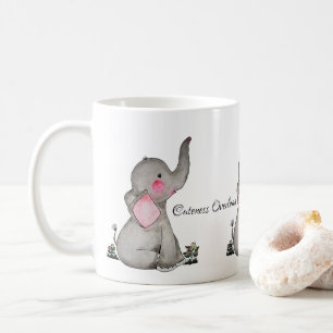 Caneca De Café O elefante bonito do bebê da aguarela com cora &