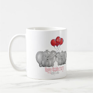 Caneca De Café O elefante do aniversário de casamento da Ruby