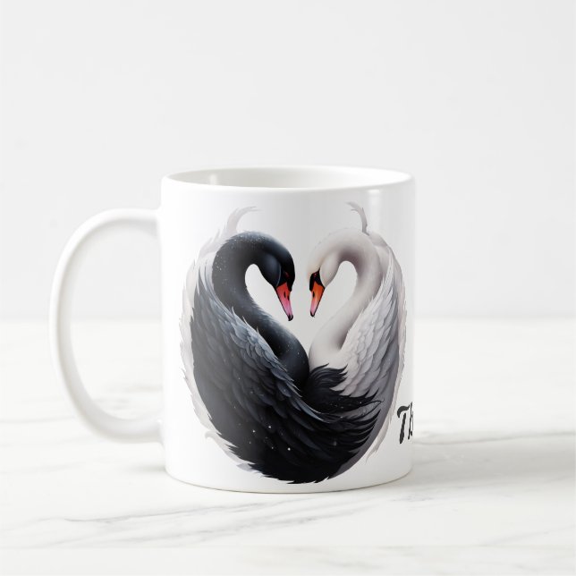 Caneca De Café O Elegante canta para um coração juntos. (Esquerda)