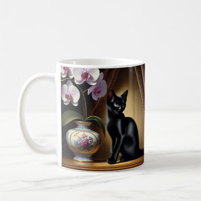 Caneca De Café "O Encanto Felino: GCaneca branca clássica, 325 ml (Esquerda)