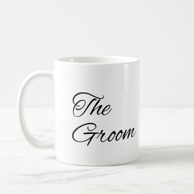 Caneca De Café O Esboço Negro Elegante Escrevendo Cof Casamento (Esquerda)