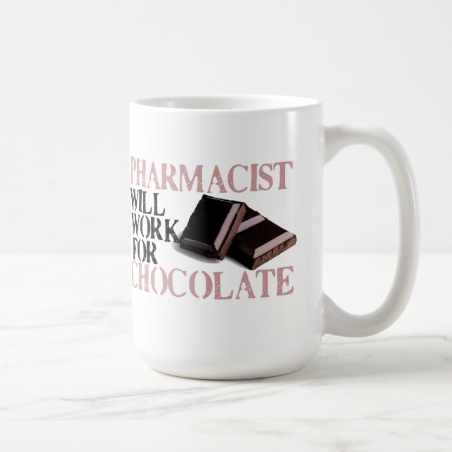 Caneca De Café O farmacêutico trabalhará para o chocolate (Direita)