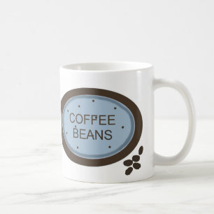 Caneca De Café O feijão de café assina dentro o azul e o Brown