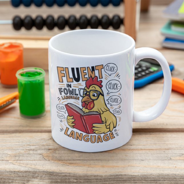 Caneca De Café O Fluente de Galinhas na Língua Fowl (Criador carregado)
