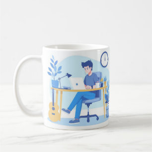 Caneca De Café O Freelance Hustle inicia o Design inicial