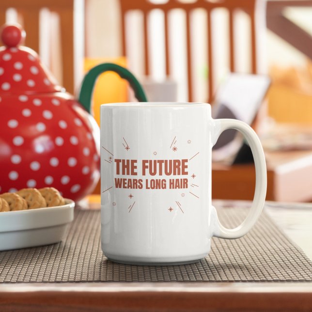 Caneca De Café O Futuro Veste Cabelo Longo (Criador carregado)