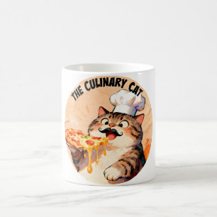 Caneca De Café O Gato Culinário com Chef de Pizza Gato Segurando 