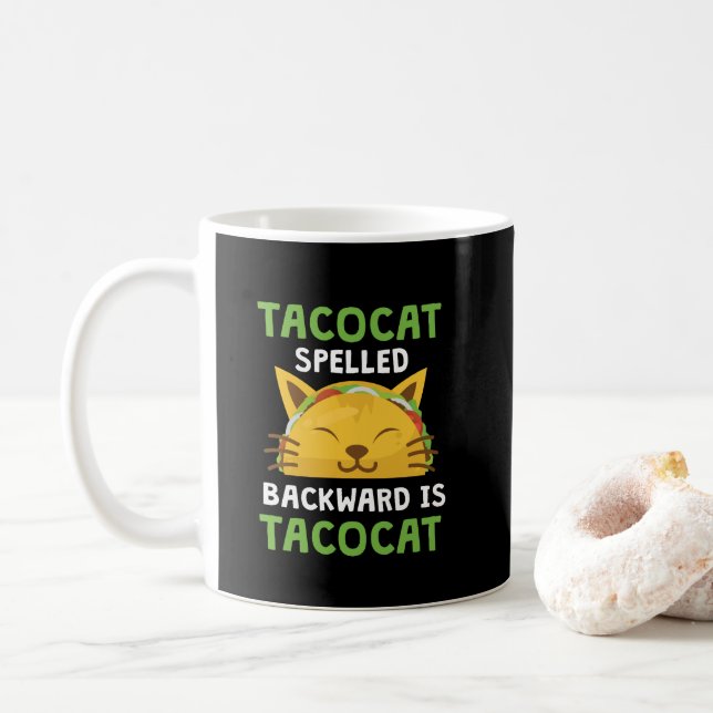 Caneca De Café O gato do Taco soletrado para trás é citações (Com Donut)