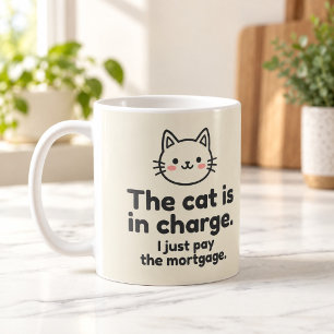 Caneca De Café O Gato Está no Comando Eu Só Pago a Hipoteca