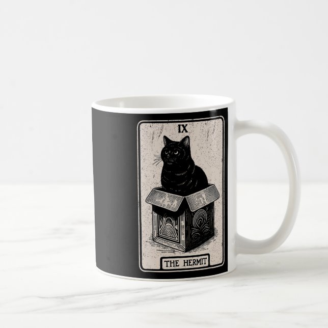 Caneca De Café O Gato Místico Do Cartão Tarot Hermit Na Caixa Eng (Direita)