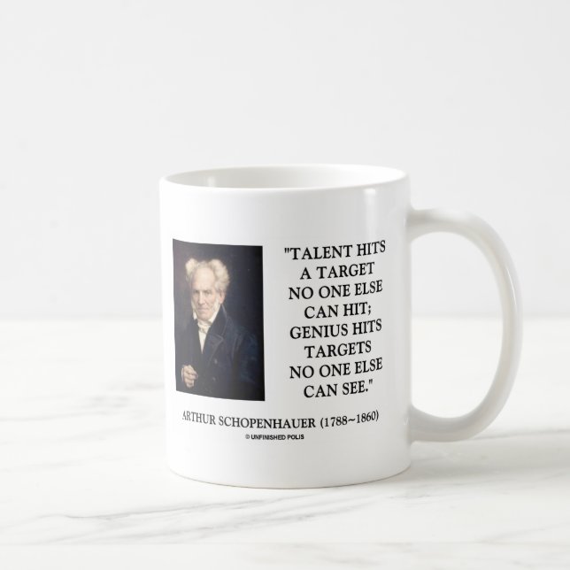 Caneca De Café O gênio do talento de Schopenhauer bate alvos que (Direita)